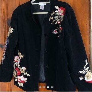 COTTON SHELL FLORAL EMBROIDERED COAT